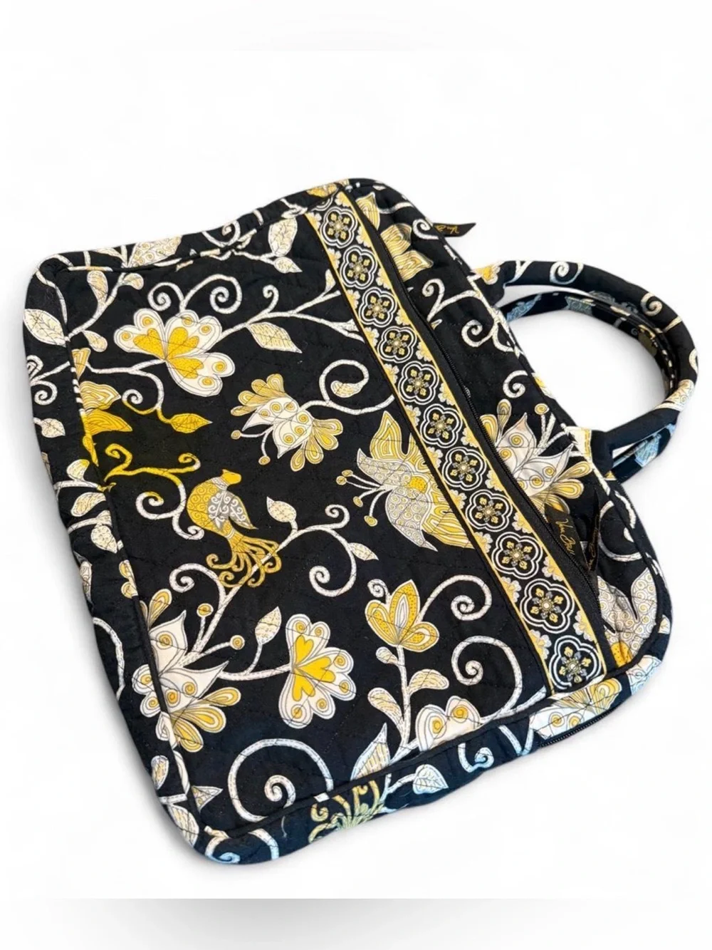Vera Bradley Black Yellow Floral Quilted laptop case